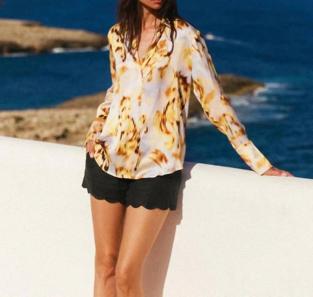 NEW CATHERINE GEE daria french cuff silk blouse in wild horse